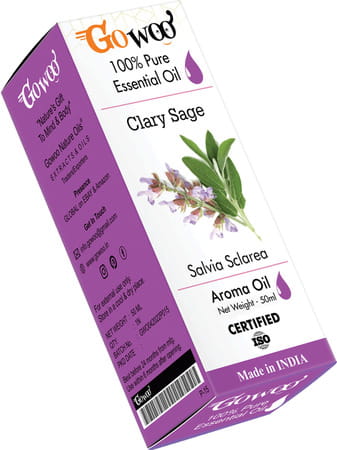 Go Woo 100% Pure Clary Sage Oil - Virgin & Undiluted For Skin Care & Hair 50 Ml