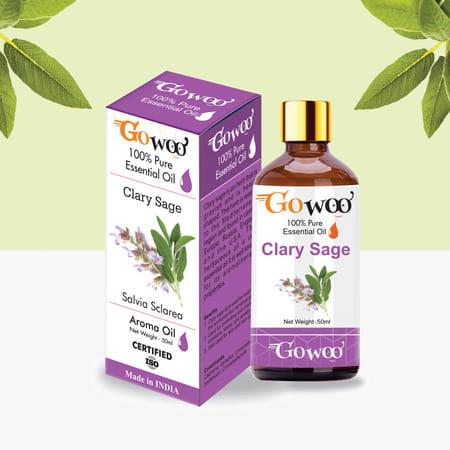 Go Woo 100% Pure Clary Sage Oil - Virgin & Undiluted For Skin Care & Hair 50 Ml