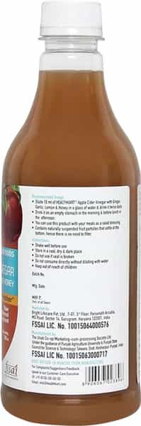 Healthkart Apple Cider Vinegar With Mother Garlic Ginger Lemon And Honey Juice 500 Ml