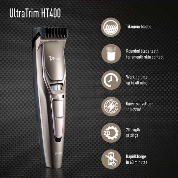 Syska Ht400 Runtime: 120 Min Trimmer For Men (Black Gold)