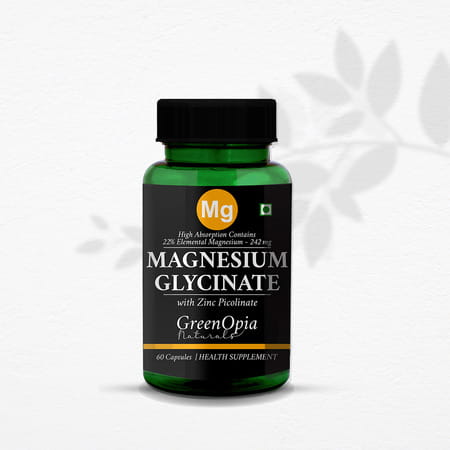 Greenopia Magnesium Glycinate With Zinc Picolinate | 60 Vegetarian Capsules
