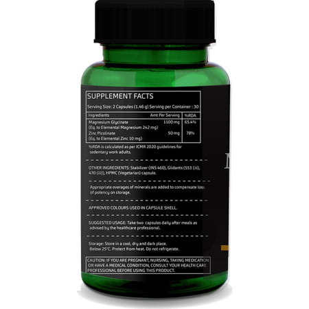 Greenopia Magnesium Glycinate With Zinc Picolinate | 60 Vegetarian Capsules