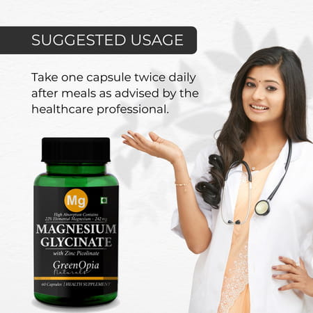 Greenopia Magnesium Glycinate With Zinc Picolinate | 60 Vegetarian Capsules