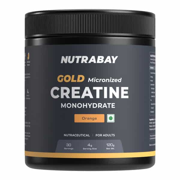 Nutrabay Gold Micronised Creatine Monohydrate Powder | Nabl Lab Tested | 3G/Serving - 120G (Orange)