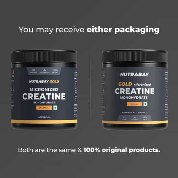 Nutrabay Gold Micronised Creatine Monohydrate Powder | Nabl Lab Tested | 3G/Serving - 120G (Orange)