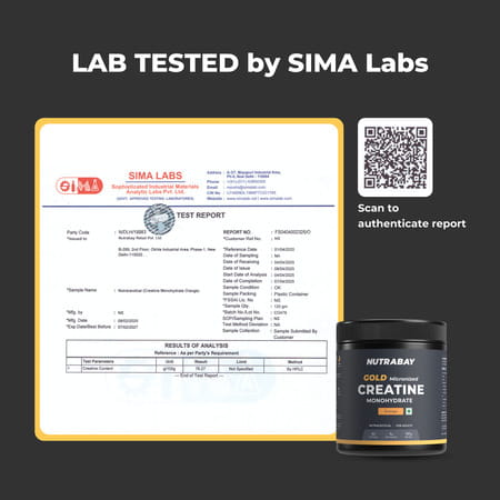 Nutrabay Gold Micronised Creatine Monohydrate Powder | Nabl Lab Tested | 3G/Serving - 120G (Orange)