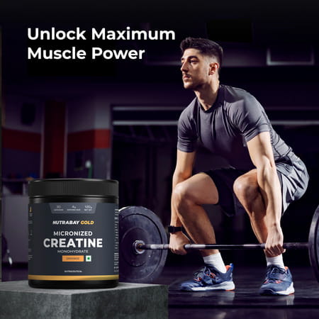 Nutrabay Gold Micronised Creatine Monohydrate Powder | Nabl Lab Tested | 3g/Serving - 120g (Orange)