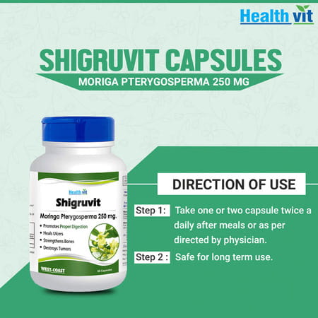 Healthvit Shigruvit Moringa Pterygrosperma - 250 Mg 60 Capsules