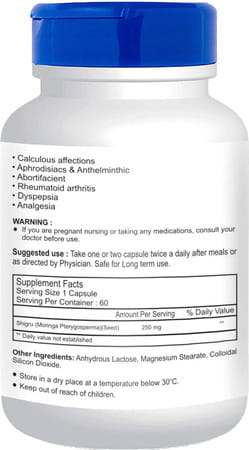 Healthvit Shigruvit Moringa Pterygrosperma - 250 Mg 60 Capsules