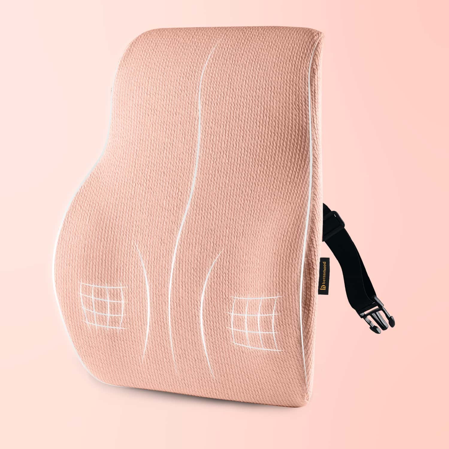 Betterhood Peach Memory Foam Ergonomic Lumbar Support Backrest Cushion For Chair