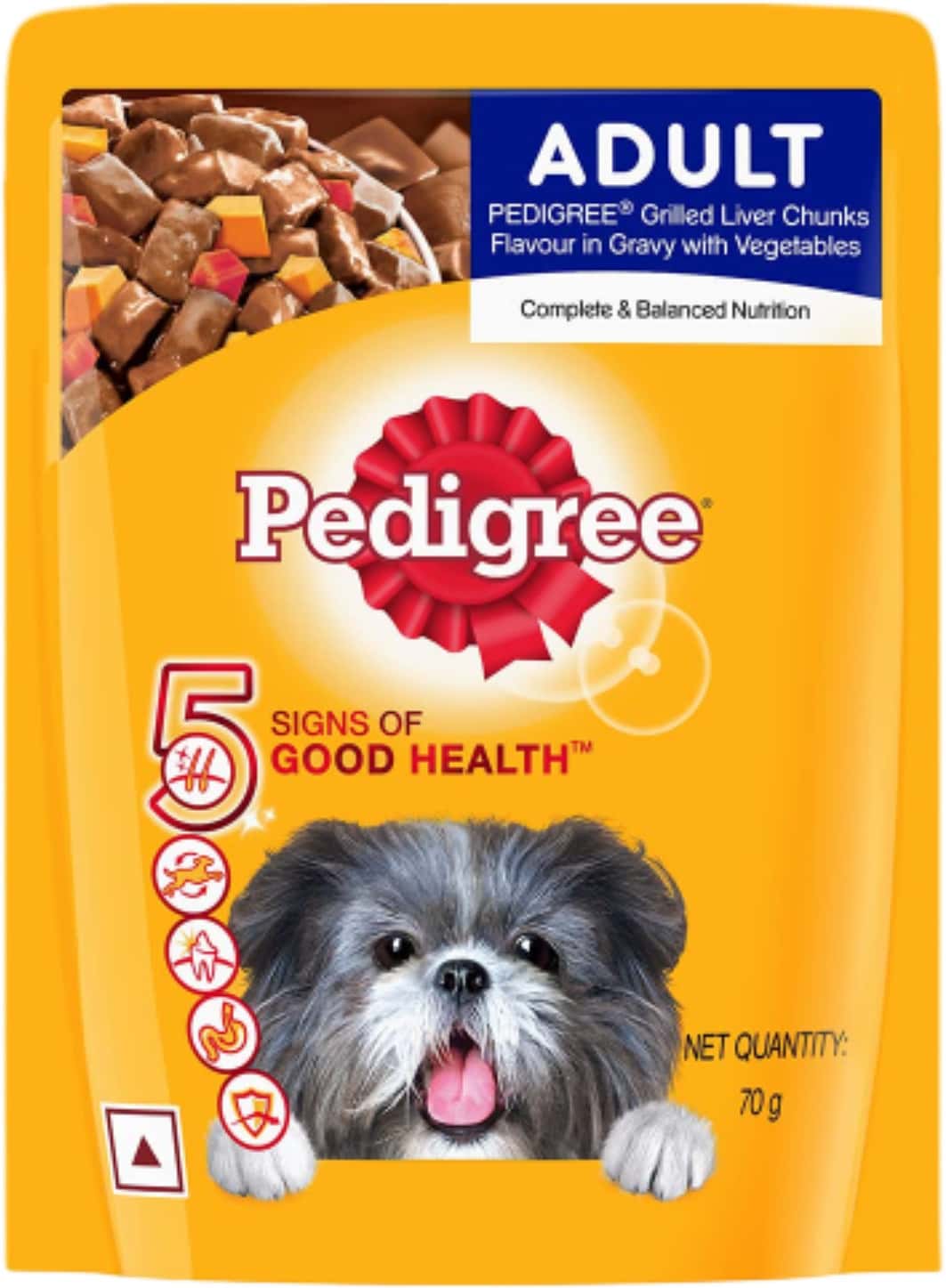 Pedigree Adult Wet Dog Food | Chicken | Liver & Vegetables Chunks In Gravy | 70 G | (pack Of 30)