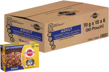 Pedigree Adult Wet Dog Food | Chicken | Liver & Vegetables Chunks In Gravy | 70 G | (Pack Of 30)