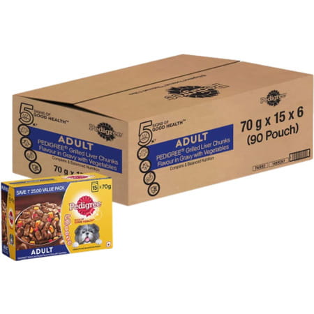 Pedigree Adult Wet Dog Food | Chicken | Liver & Vegetables Chunks In Gravy | 70 G | (Pack Of 30)