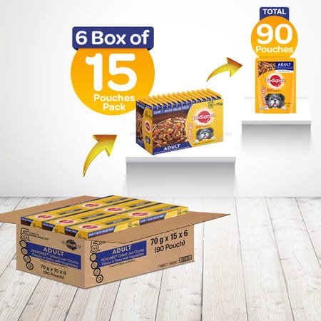 Pedigree Adult Wet Dog Food | Chicken | Liver & Vegetables Chunks In Gravy | 70 G | (Pack Of 30)