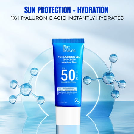 Blue Heaven 1% Hyaluronic Gel Sunscreen Spf50 Pa++++ | Sun Protection +Hydration With Vitamin E |50g