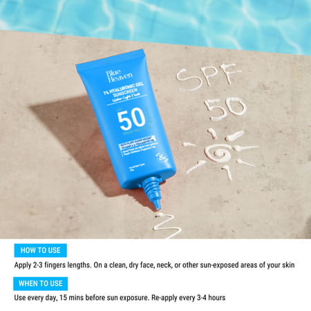 Blue Heaven 1% Hyaluronic Gel Sunscreen Spf50 Pa++++ | Sun Protection +Hydration With Vitamin E |50g