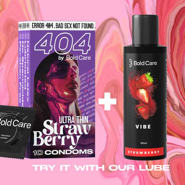404 By Bold Care Ultra Thin Strawberry Flavor Condoms 60 Microns Disposable Pouches 30S