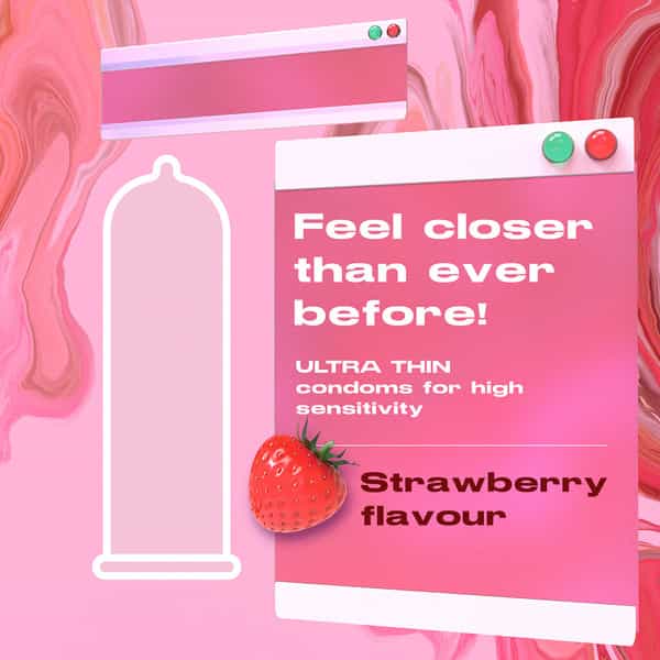 404 By Bold Care Ultra Thin Strawberry Flavor Condoms 60 Microns Disposable Pouches 30S