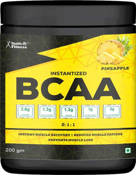Healthvit Fitness Bcaa 6000Mg 2:1:1 200G (10 Servings) Pineapple Flavour