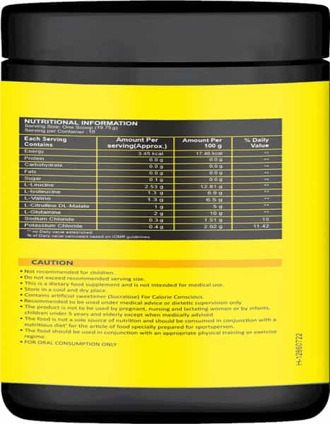 Healthvit Fitness Bcaa 6000Mg 2:1:1 200G (10 Servings) Pineapple Flavour