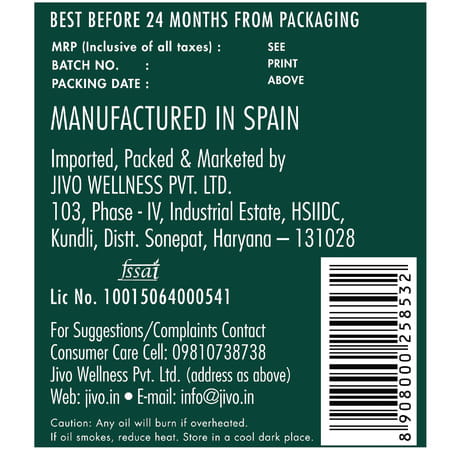 Jivo Pure Olive Oil Chemical Free Used For Cooking And Skin Treatment-100ml