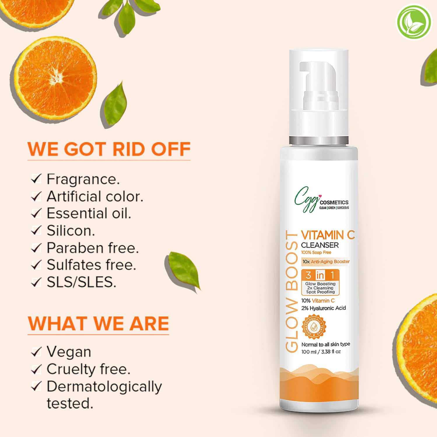 Buy CGG COSMETICS VITAMIN C & HYALURONIC ACID FACE WASH CLEANSER 100ML