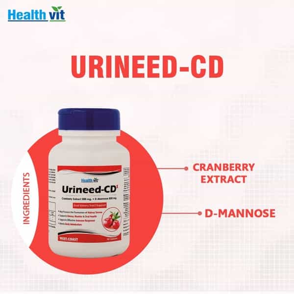 Healthvit Urineed-Cd ( 4Cranberry Extract 200 Mg. D-Mannose 500 Mg ) - 60 Capsules