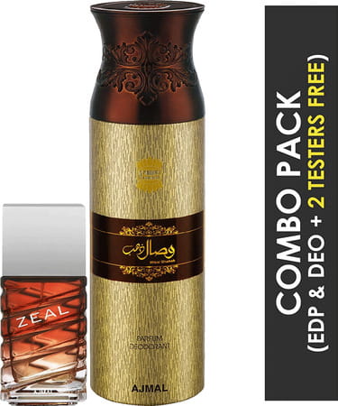Ajmal Zeal Eau De Parfum 100ml Perfume For Men And Wisal Dhahab Deodorant 200ml For Men