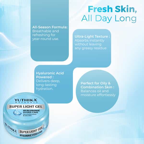 Yuthika Super Light Gel Moisturizer 50Ml | Non Greasy Gel Cream For Daily Use
