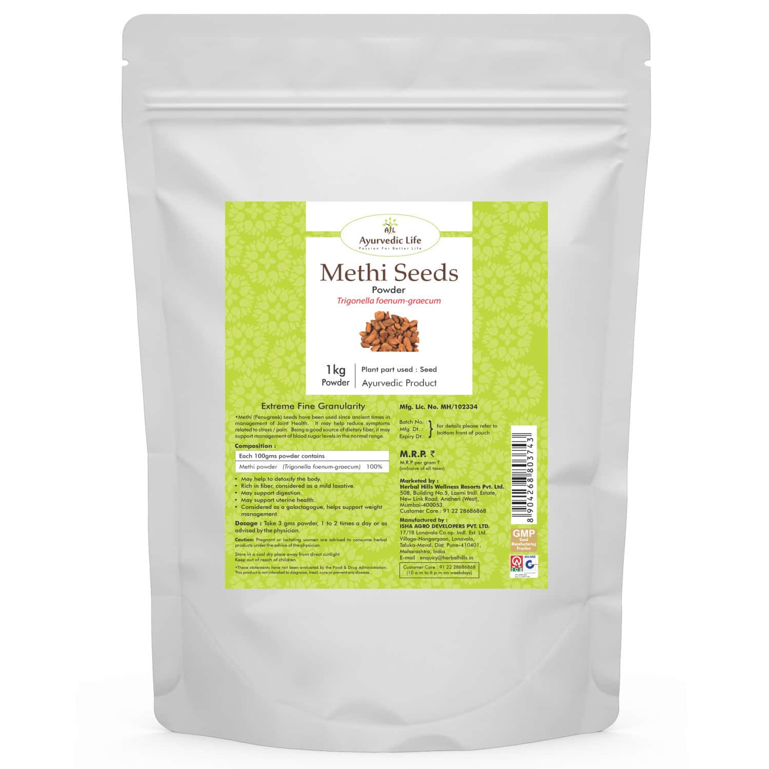 Ayurvedic Life Methi Seed Powder - 1 Kg Value Pack Of 4