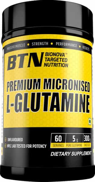 Btn Sports Premium Micronised L-Glutamine Powder | Unflavored | 300Gm | 60 Servings