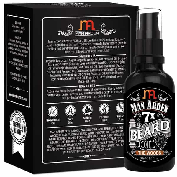 Man Arden 7X Beard Oil (The Woods) - 7 Premium Oils Blend For Beard Growth & Nourishment 30Ml