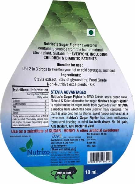 Sugar Fighter Stevia Liquid -Sugar-Free Combo - 10Ml Liquid (Pack Of 3)