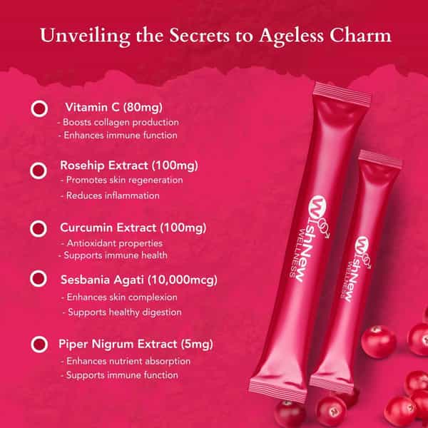 Wishnew Wellness Beauty Collagen: Age-Defying Complex | Nourishing Hair | Skin & Nail (Blueberry)