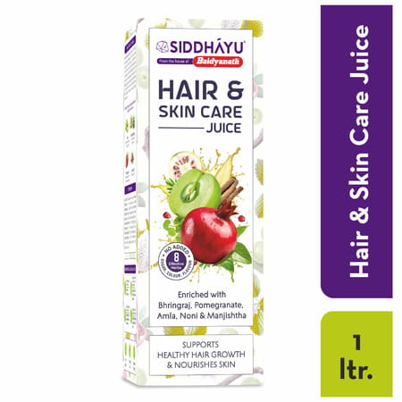 Baidyanath Asli Ayurved Hair And Skin Care Juice - Bhringraj Amla Pomegranate & Noni - 1L