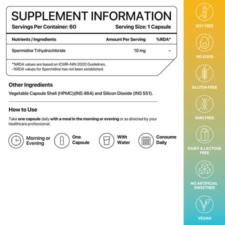 Decode Age Spermidine Supplement | Supports Autophagy | Immunity | 10Mg | 60 Capsules | Veg