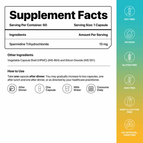 Decode Age Spermidine Supplement | Supports Autophagy | Immunity | 10Mg | 60 Capsules | Veg