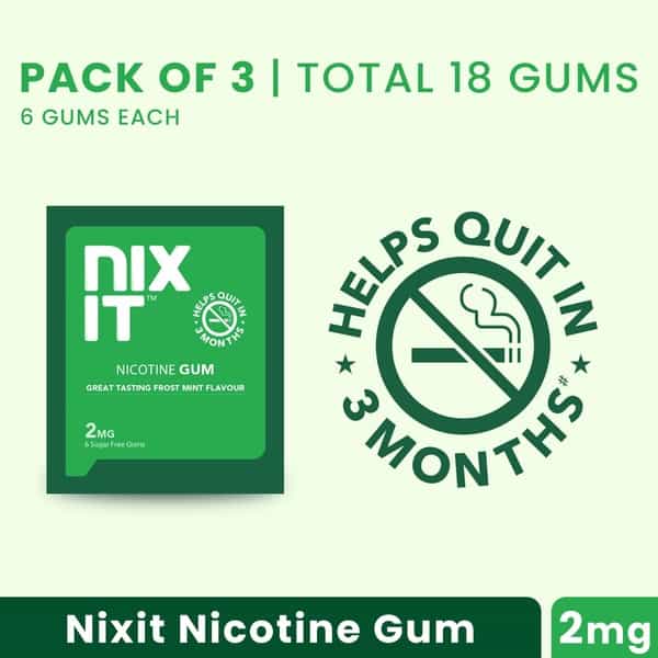 Nixit Nicotine Frost Mint Gums 2Mg Sugar-Free Bigger Size (Pack Of 3) - Helps Quit Smoking