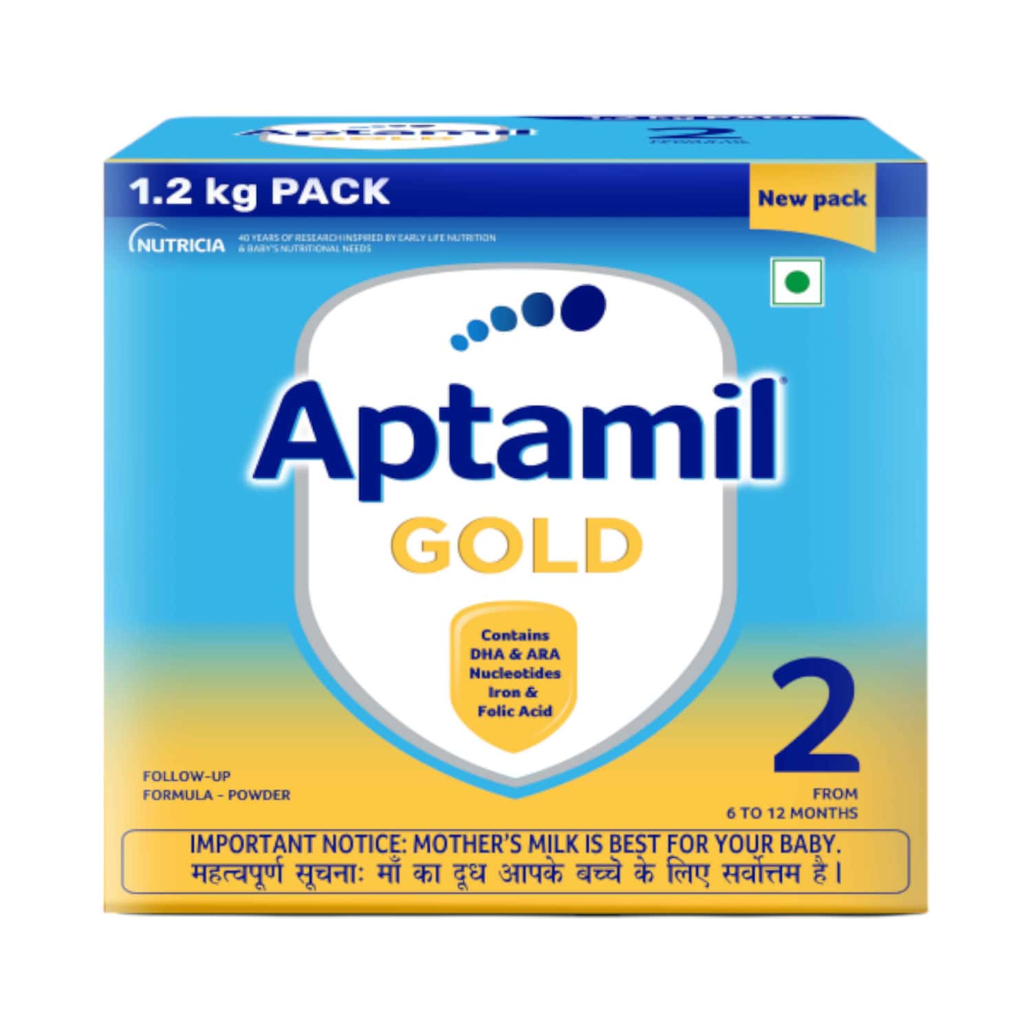 Aptamil Gold Follow Up Formula Powder - Stage 2 (6 To 12 Months) | Prebiotics & Dha 1.2 Kg