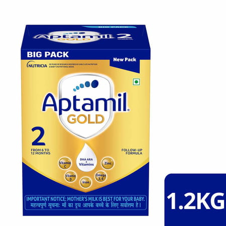 Aptamil Gold Follow Up Formula Powder - Stage 2 (6 To 12 Months) | Prebiotics & Dha 1.2 Kg