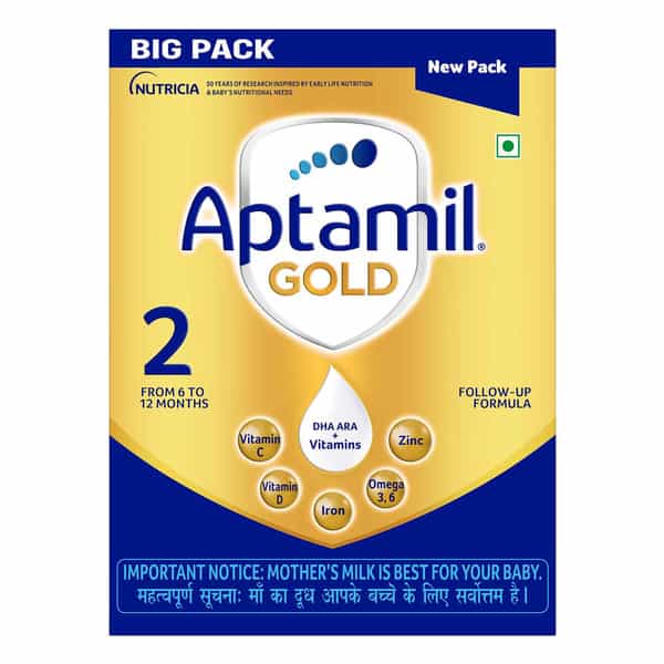 Aptamil Gold Follow Up Formula Powder - Stage 2 (6 To 12 Months) | Prebiotics & Dha 1.2 Kg