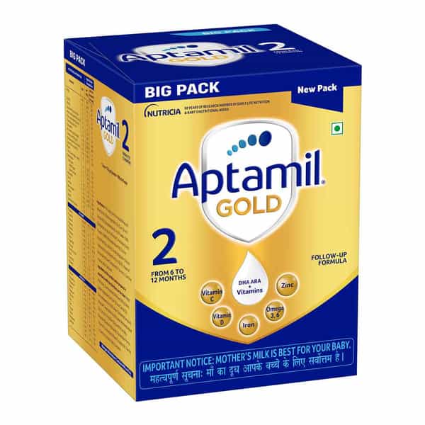 Aptamil Gold Follow Up Formula Powder - Stage 2 (6 To 12 Months) | Prebiotics & Dha 1.2 Kg