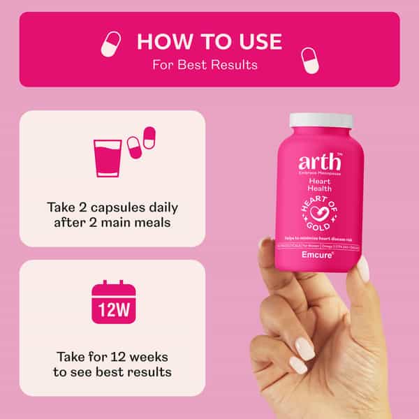 Arth Heart Health | Helps To Minimize Heart Disease Risk | For Women | Omega 3 | 30 Veg Capsules