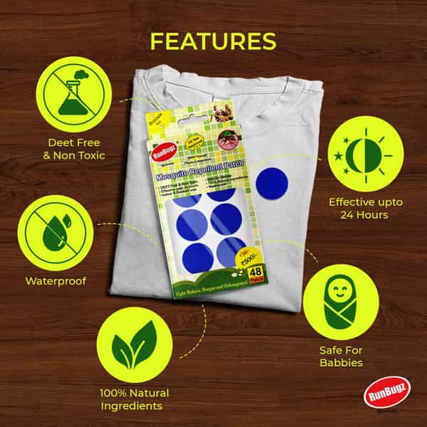 Runbugz Mosquito Repellent Patches (Pack Of 48)- Blue