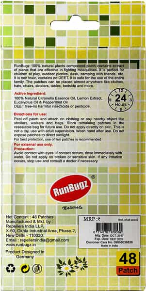 Runbugz Mosquito Repellent Patches (Pack Of 48)- Blue