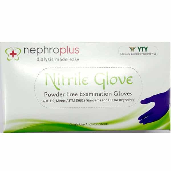 Nephroplus Nitrile Powder-Free Examination Hand Gloves - Box Of 100 Pairs (M Size)