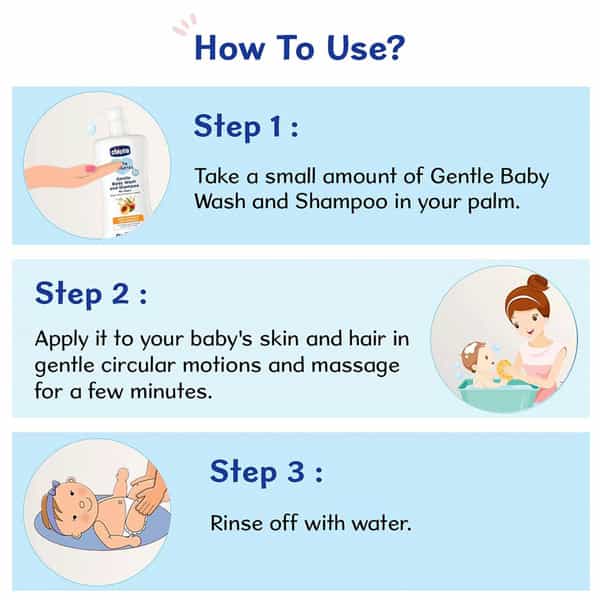 Chicco Baby Moments Gentle Body Wash And Shampoo No Tears Soap Free Head To Toe Bath 0M+ (500Ml)