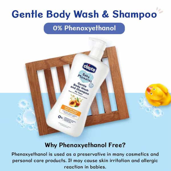 Chicco Baby Moments Gentle Body Wash And Shampoo No Tears Soap Free Head To Toe Bath 0M+ (500Ml)