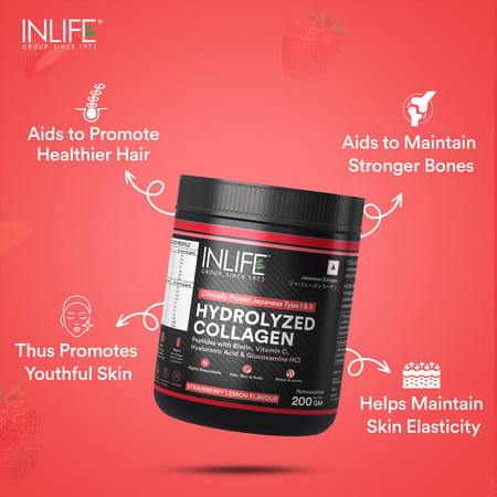 Inlife Japanesecollagen Supplements For Women & Men (Strawberry | Collagen | 200g)