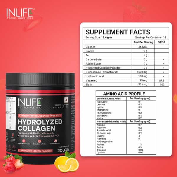 Inlife Japanesecollagen Supplements For Women & Men (Strawberry | Collagen | 200G)